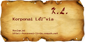 Korponai Lívia névjegykártya