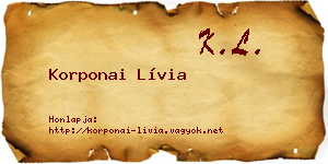 Korponai Lívia névjegykártya